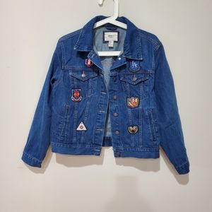 Forever21 emblem embroidered denim jean jacket small